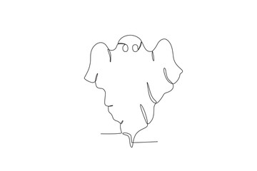A creepy evil ghost. Ghost one-line drawing