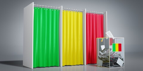 Mali - voting booths with country flag and ballot box - 3D illustration