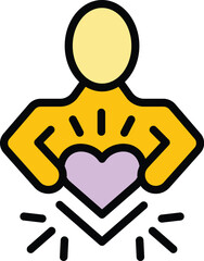 Obraz premium Keep love icon outline vector. Stress mind. Calm health color flat