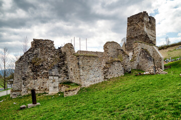 Fototapeta na wymiar Ruins of old church of St. Helena in Stranske, Slovakia
