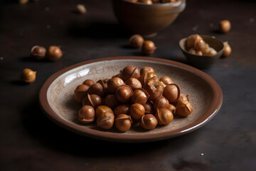 roasted hazelnuts on a plate