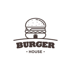 Vintage Retro burger logo, burger Shop Label Vector Logo Stamp. Burger house