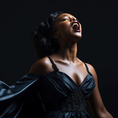 Black woman opera singer. Generative AI.