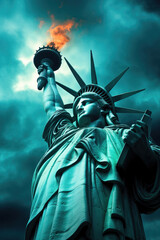 Fototapeta premium Statue of liberty against dark blue sky