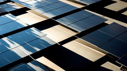 Solar Reflections: Abstract play of light and shadow on solar panels, illustrating their multifaceted nature | generative ai