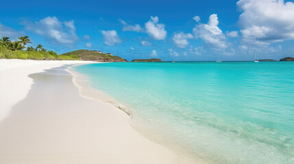 Fototapeta na wymiar Empty paradise sand beach on tropical island