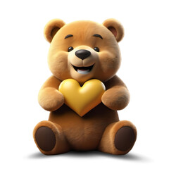 Fototapeta premium teddy bear with heart isolated on transparent background created with Generative AI technology