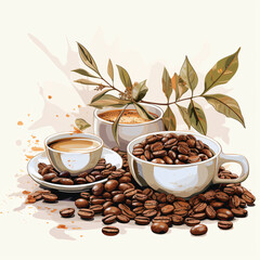 Fototapeta premium coffee beans and cup