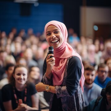 Empowerment in Action: Hijabi Speaker Owning the Podium
