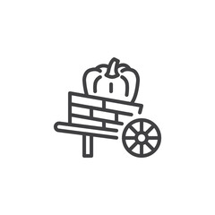 Pumpkin harvest cart line icon