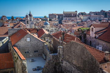 Fototapeta na wymiar Aerial view from walls in Old Town of Dubrovnik city, Croatia