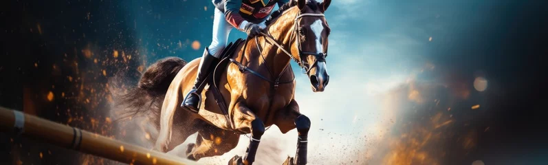 Foto op Plexiglas Equestrian jumping sport banner © kramynina
