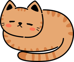 sleeping orange tabby cat flat design cartoon doodle element