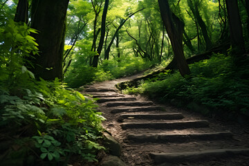 Fototapeta premium Peaceful Hiking Trail. Scenic Path through Lush Nature