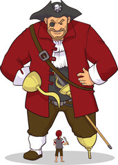 Big Giant pirate with a sword looking down