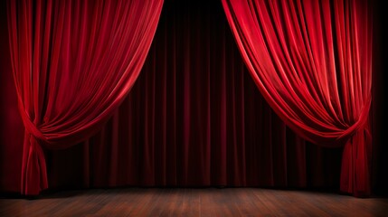Fototapeta premium red closed curtain in theatre, generative AI
