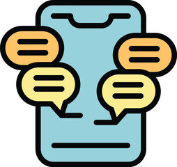 Chat feedback icon outline vector. Report client. Customer service color flat