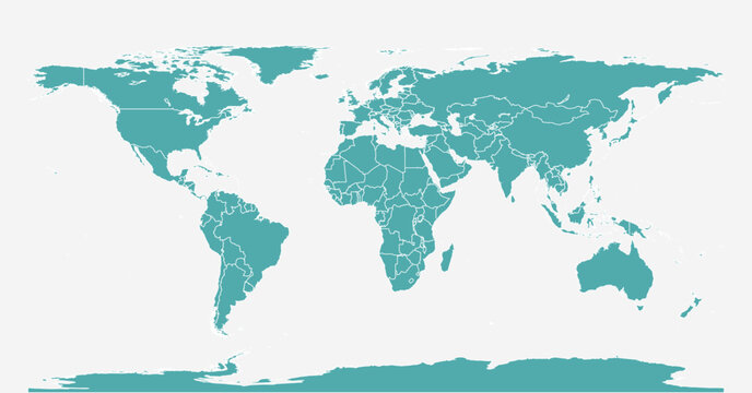 blue world map. simple world map with countries boundaries'. simple blue world map illustration.