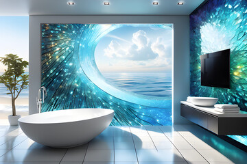 bathroom with a view.Generative AI