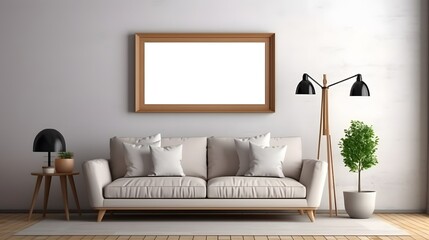 Mockup picture frame with white canvas