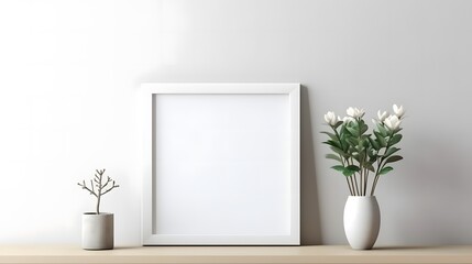 Fototapeta na wymiar Mockup picture frame with white canvas