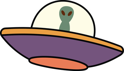 Spooky ufo with alien halloween illustration