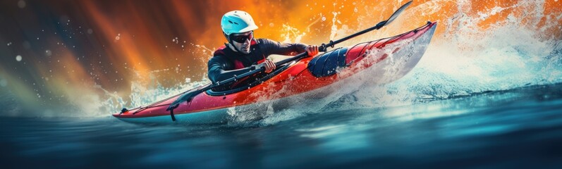 Kayak slalom concept banner	 - obrazy, fototapety, plakaty