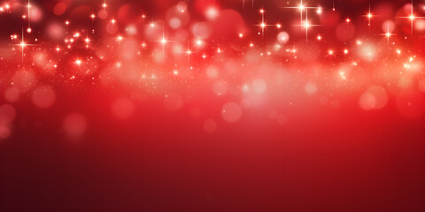 Abstract red Merry Christmas lights bokeh blurred background, AI generate