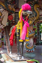 Horse statue, Gong Wu shrine, Thonburi, Bangkok, Thailand.