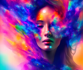 Obraz na płótnie Canvas Woman with Paint Splash, Generative AI Illustration