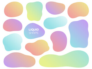 流体シェイプのフレームセット_グラデーション_ベクターイラスト