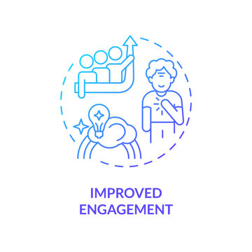 2D gradient improved engagement thin line icon concept, isolated vector, blue illustration representing unretirement.