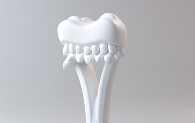 Fototapeta na wymiar Toothpaste brush with a 3D design of white teeth in a white background