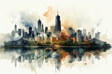Obraz premium Urban skyline symphony Vector cityscape captures the charm of city silhouettes Generative AI