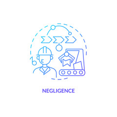 2D gradient negligence thin line icon concept, isolated vector, blue illustration representing product liability.