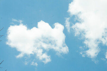 Photo of clear sky with white clouds, natural background