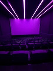 Empty cinema. Empty movie theatre. Modern movies theater for festivals and films presentation....