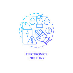 Obraz premium 2D gradient electronics industry thin line icon concept, isolated vector, blue illustration representing product liability.