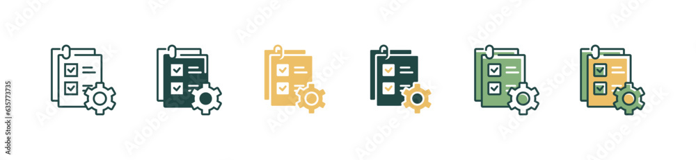Poster task checklist list icon to do clipboard with gear vector design business goal progress management document symbol illustration