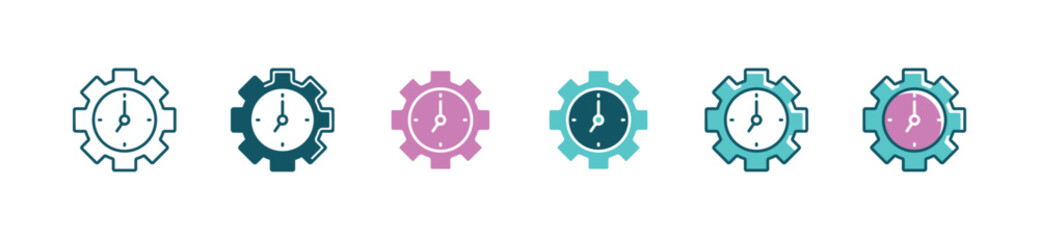 setting time management icon vector manage project deadline productivity with gears signs illustration design