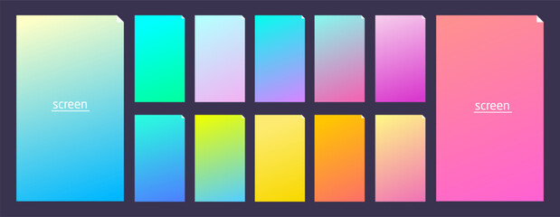 Soft pastel gradient smooth and vibrant color background set for devices, pc and modern smartphone screen soft pastel color backgrounds vector ux and ui design illustration