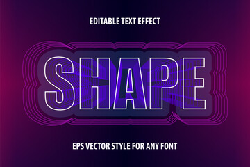 Editable ethereal text effect with color lines in futuristic style