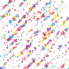 Scattered letters of latin alphabet. Colorful