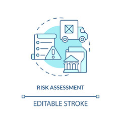 2D editable risk assessment thin line icon concept, isolated vector, blue illustration representing vendor management.