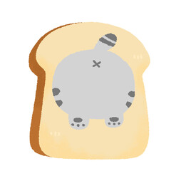 Japan Bread bun funny cats doodle neko pang cute food breakfast