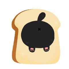 Japan Bread bun funny cats doodle neko pang cute food breakfast