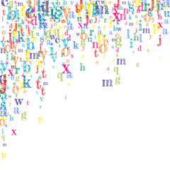 Falling letters of English language. Colorful