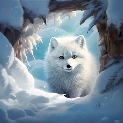 region fox in the snow created with generative ai - obrazy, fototapety, plakaty