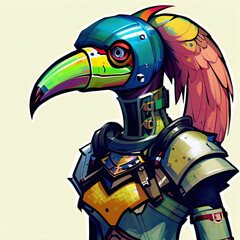 Fototapeta premium Portrait of a Anthropomorphic toucan in suit. Digital illustration.