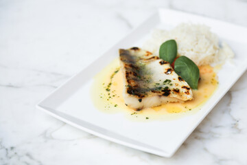 Roasted fish with creamy sauce